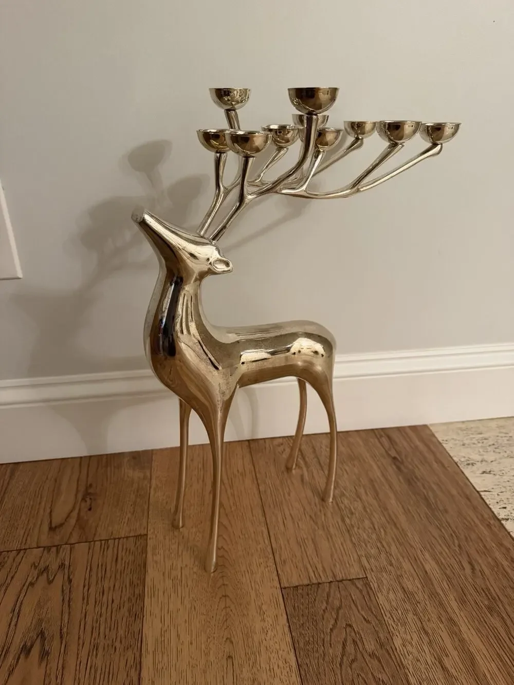 Large Silver Plate Pottery Barn Reindeer Candelabra 10 Points Stands 20